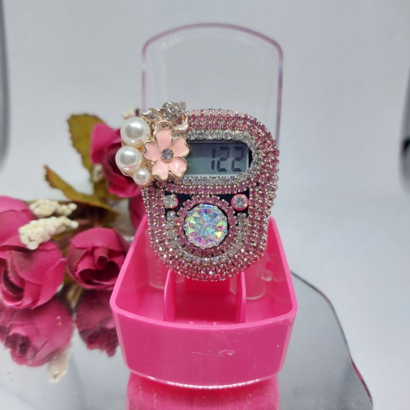 pink tasbih digital blik mawar mutiara cantik mewah