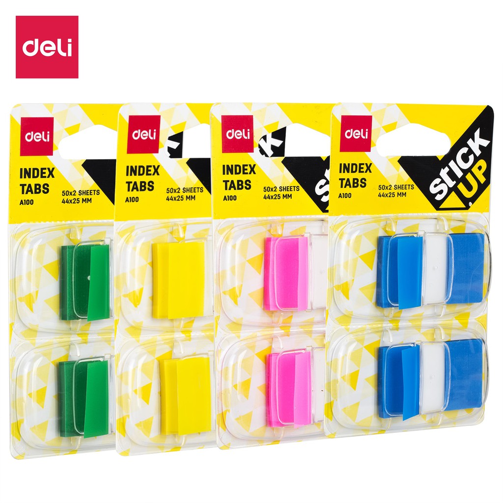 

Deli Index Tabs 44×25mm tab BOPP, glue Very convenient easy-get dispenser pack EA10001