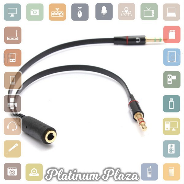 Splitter Audio Jack 3.5mm Female ke Dual 3.5mm Male HiFi (Mic+Hear) - Black`8QNXKW-