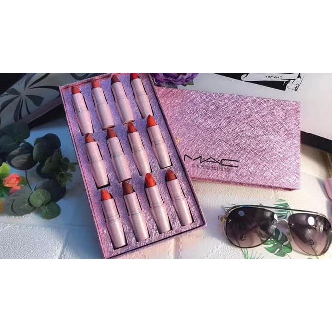 Mac Lipstick Set isi 12 Limited Box Pink
