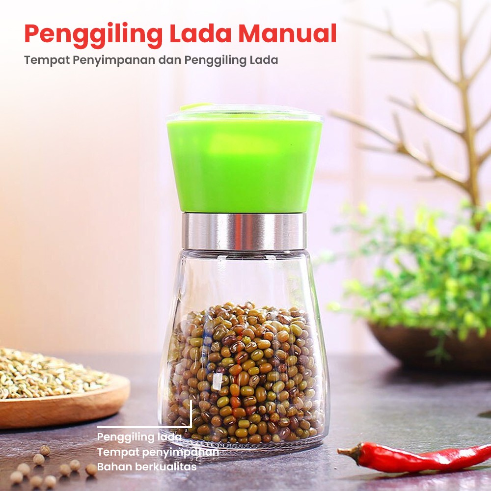 Penggiling Lada Manual Pepper Grinder Tempat Penyimpanan Lada Bubuk