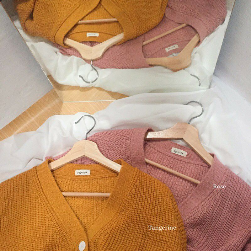CARDIGAN KANCING EMERA BASIC RAJUT 7 GATE-Dasty pink