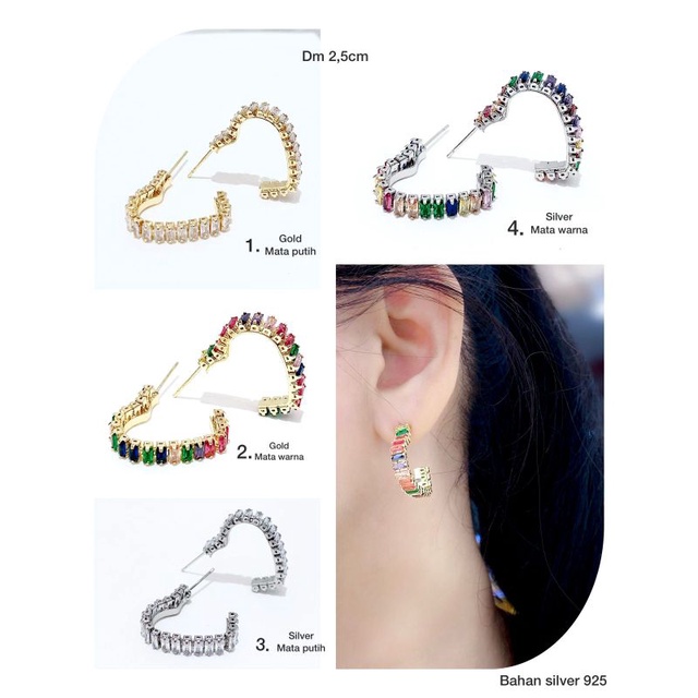 Anting swaroski love rainbow best seller