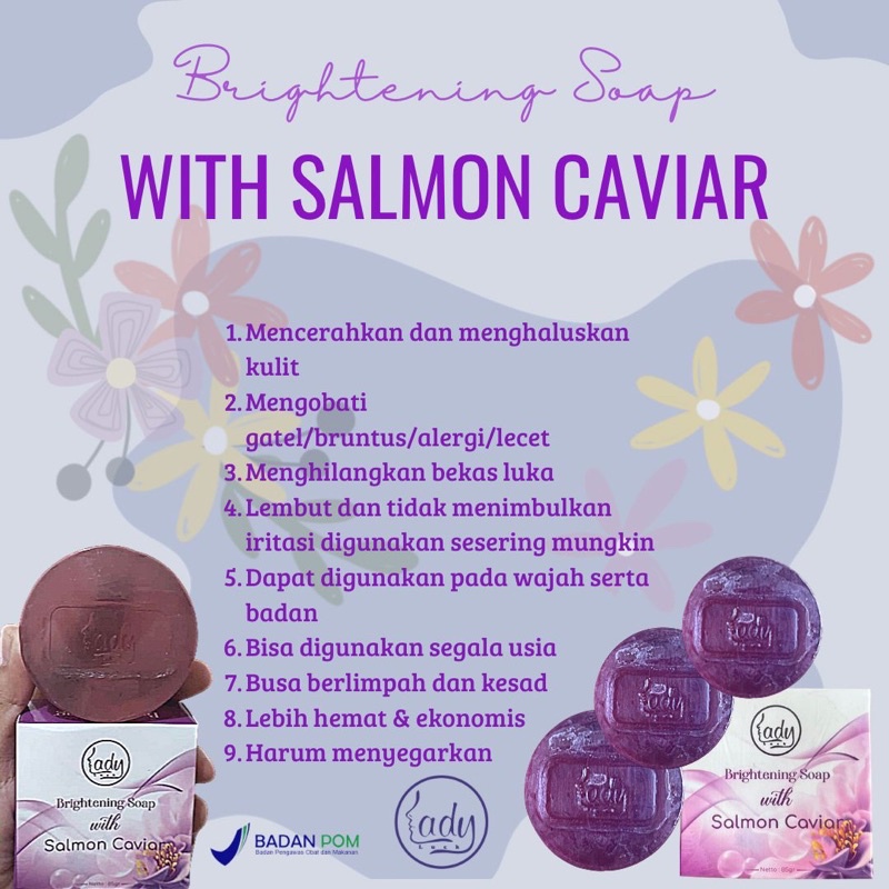 LADY BEAUTY SKINCARE Soap Bar With Salmon Caviar Untuk Mengatasi Segala Keluhan Kulit Wajah dan Bada