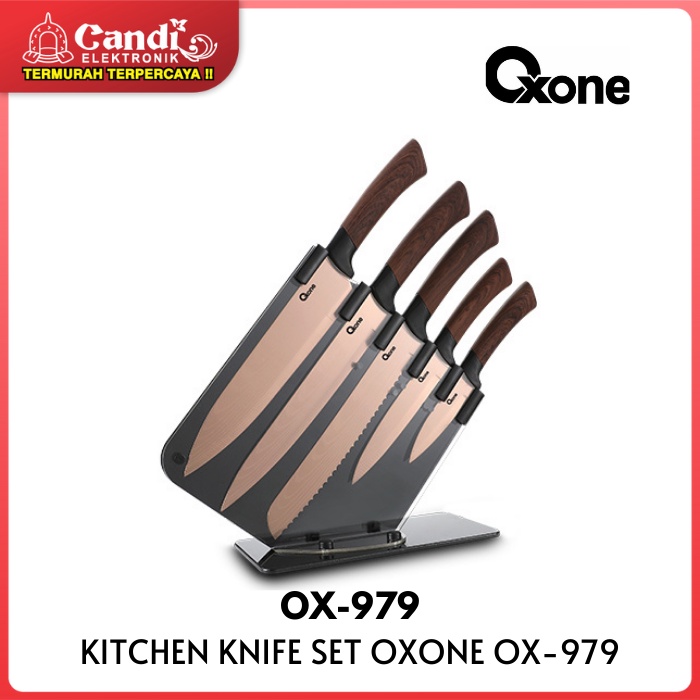 OXONE Pisau Set 5 pcs Rosegold Knife Set Stainless OX-979
