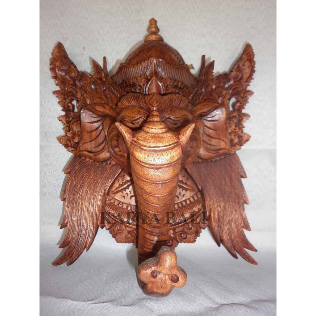 Ukiran Patung Bali Muka Ganesha 20cm