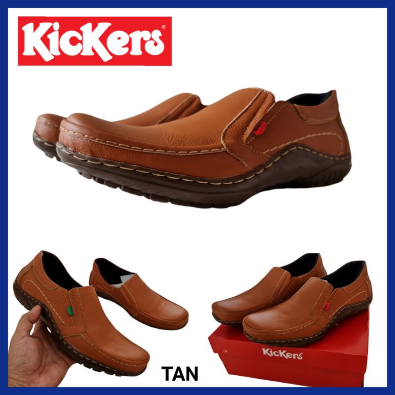 SEPATU PANTOPEL PRIA KICKERS SLIP ON KULIT ASLI / SEPATU KERJA PRIA FORMAL ASLI KULIT / SEPATU PANTOFEL COWOK RESMI BISNISMAN / SEPATU WEDDING PERNIKAHAN