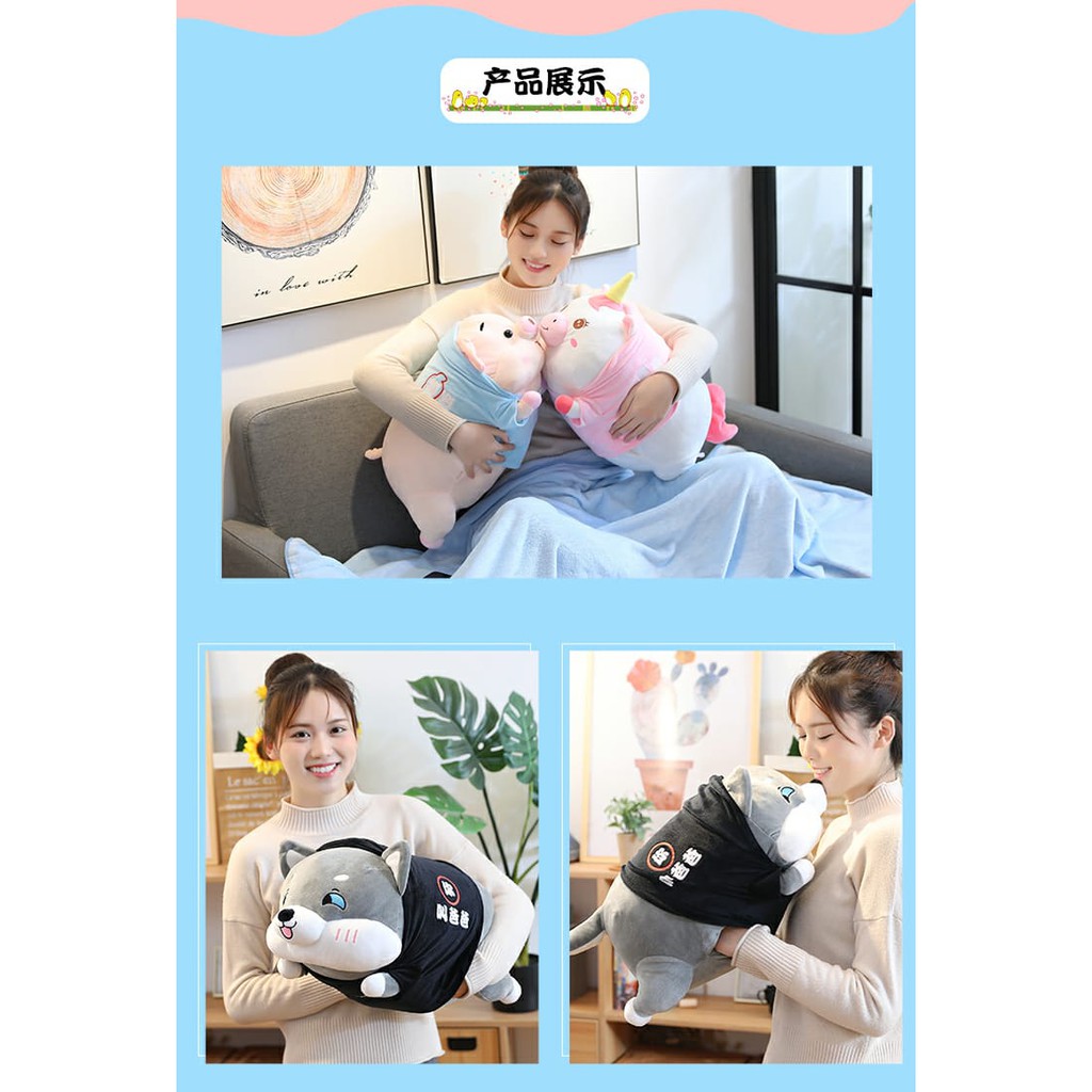 Balmut Bantal Selimut Boneka Unicorn Balmut Piggy Lucu Bahan Plush