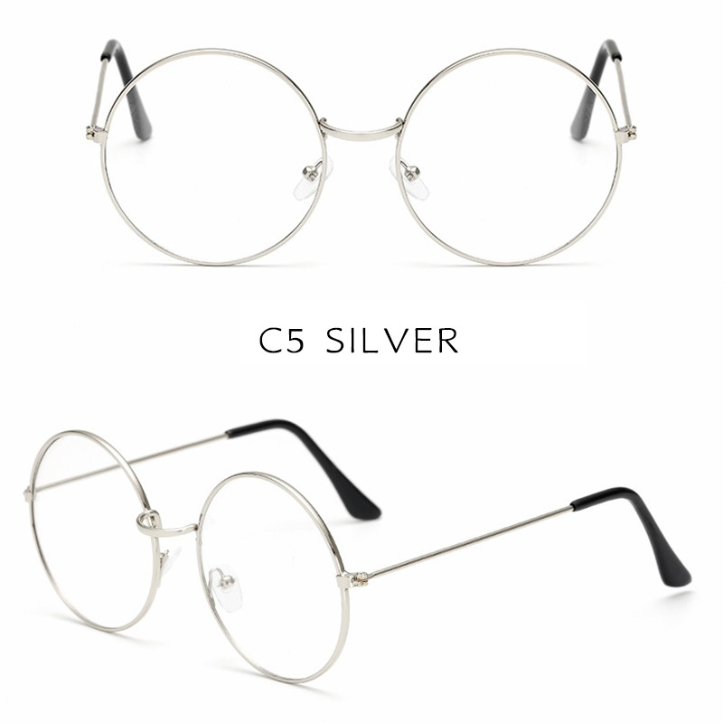 （YUZHU）COD Bayar di Tempat Western Retro Bundar Besi Frame Kacamata Wanita/Pria Eyeglasses Women/Men