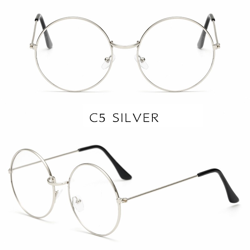 （YUZHU）COD Bayar di Tempat Western Retro Bundar Besi Frame Kacamata Wanita/Pria Eyeglasses Women/Men