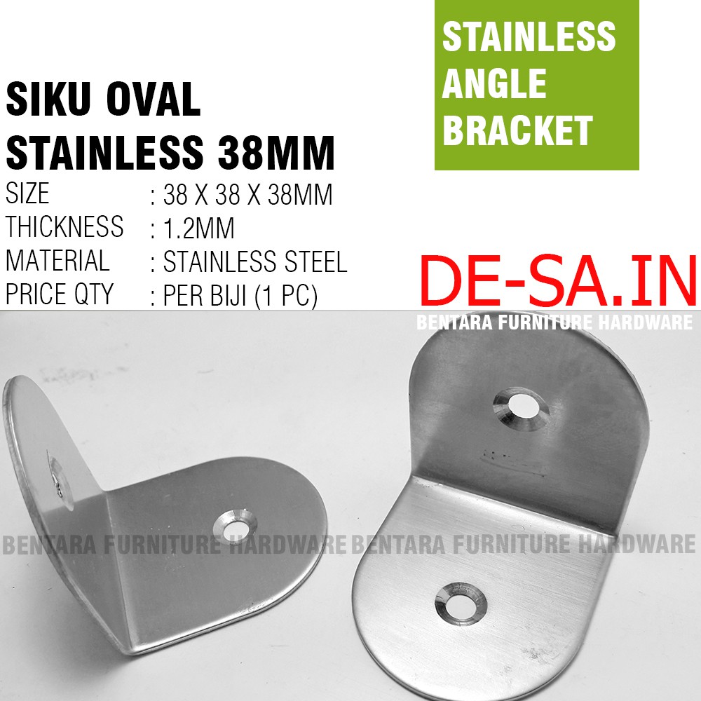 38MM SIKU STAINLESS UNTUK PARTISI TOILET - Steel Braket Siku 38 x 38 x 38MM Steel