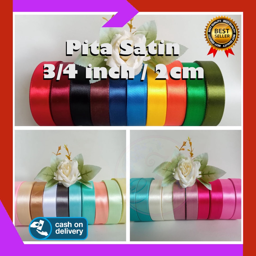 Pita Satin 2 CM 3/4 INCH  25 YARD harga per roll