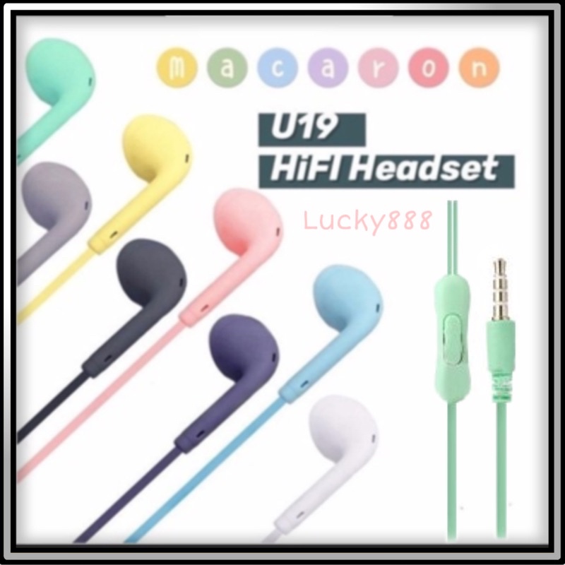 Hf Earphone Headset Macaron U19 Macaron Matte Color Hf megbass U19