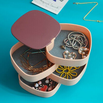 Kotak Perhiasan Organizer Box Kotak Penyimpanan Perhiasan 4 Tingkat Ada Kaca Putaran 360 Derajat