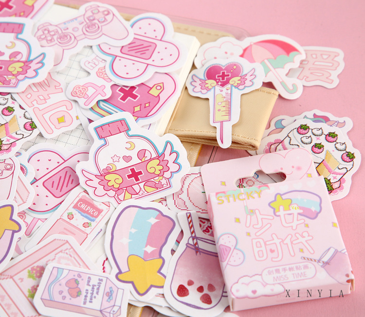 Kotak Lucu Stiker Kawaii Scrapbook Stationery Seri Masa Perempuan