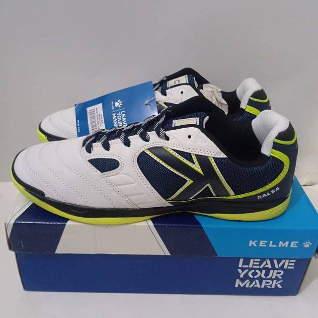 Sepatu Futsal Kelme Salsa White Navy Original