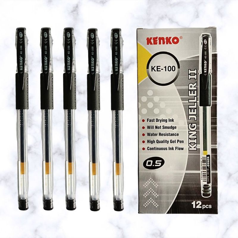 

Pulpen Gel Kenko Pen Bulpen Bolpen Ballpoint Balpoint KE-100 0,5 mm Warna Hitam