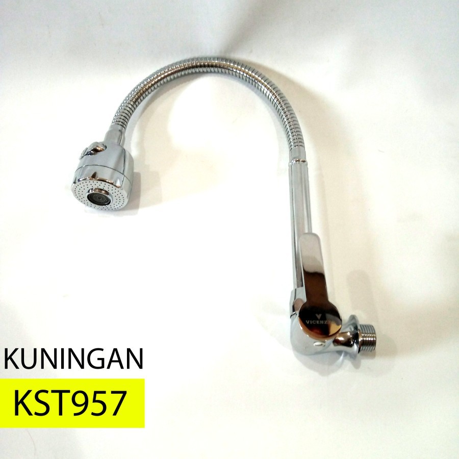 Kran Sink Tembok 1/2&quot; Kuningan Kran Cuci Piring Flexible KST 957