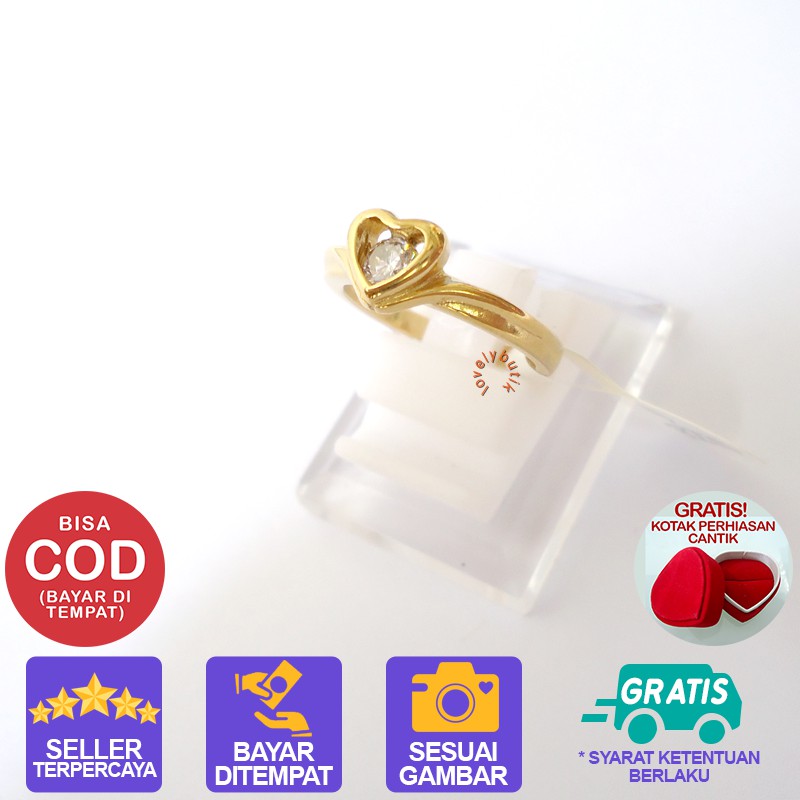 Lovelybutik Cincin Titanium Anti Karat Lil1 Cincin Wanita Titanium Model Permata Love