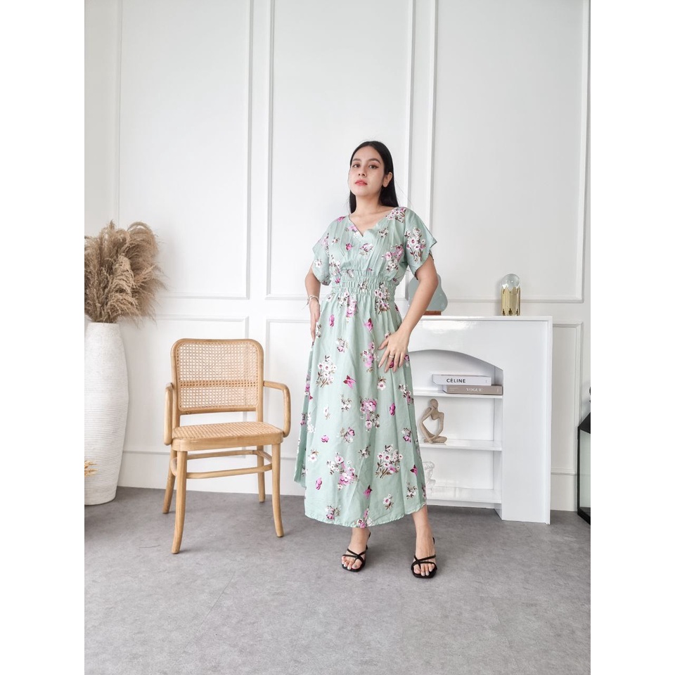 Daster Putri Bali [DPB] Dress Daster Kezia Panjang Motif Farfalla Bunga Bisa COD