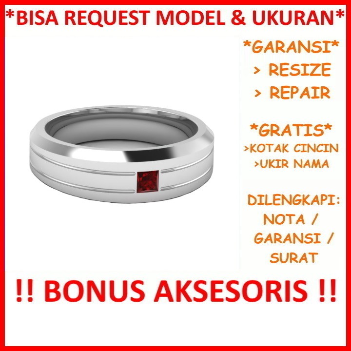 Garansi Paladium Asli Bisa Pesan Model Gratis Ukir Nama Cincin Kawin Palladium Pria Poladium ID374