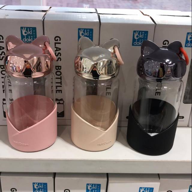 OKIDOKI CATS KING GLASS BOTTLE