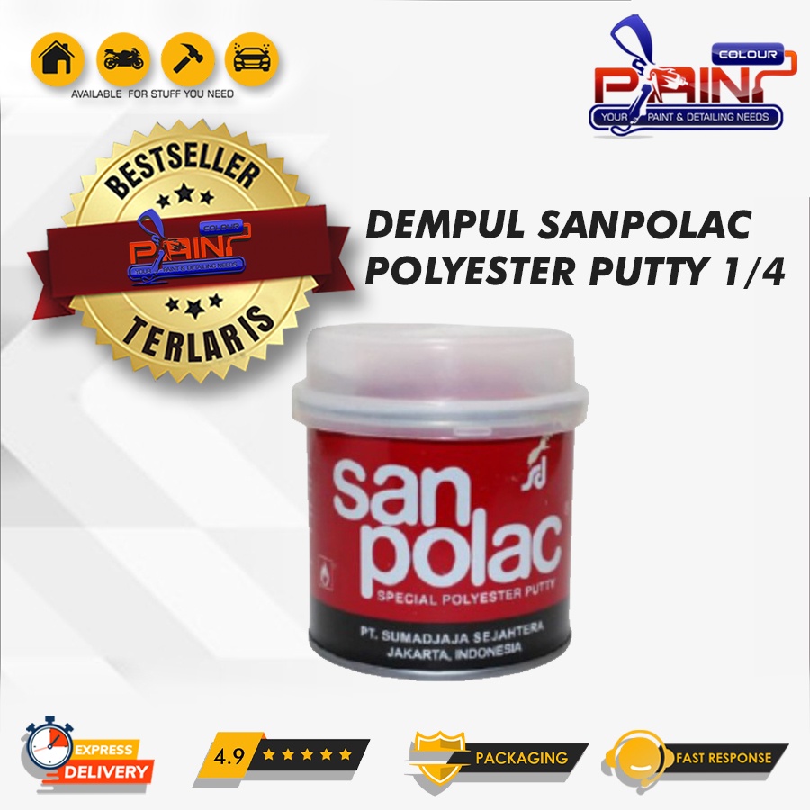 Dempul Sanpolac 250 Gr / 1/4 Mobil/Motor/Besi/Kayu