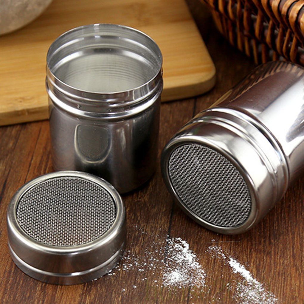 [house2020]Stainless Steel Coffee Powder Dredger Icing Sugar Salt Shaker Cocoa Cinnamon Flour Mesh Sifter Sprinkler