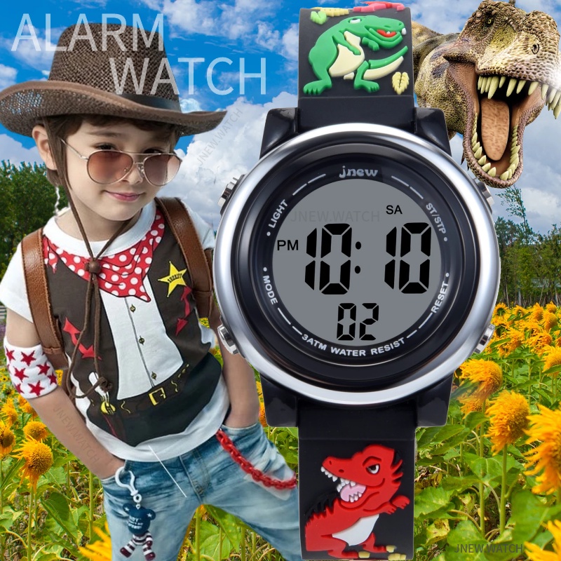 jam tangan anak laki-laki Light watch jam alarm seven colors flashing Waterproof electronic wristwatch boy watch with cartoon kids watch dinosaurus pattern for 3-10 years old baby