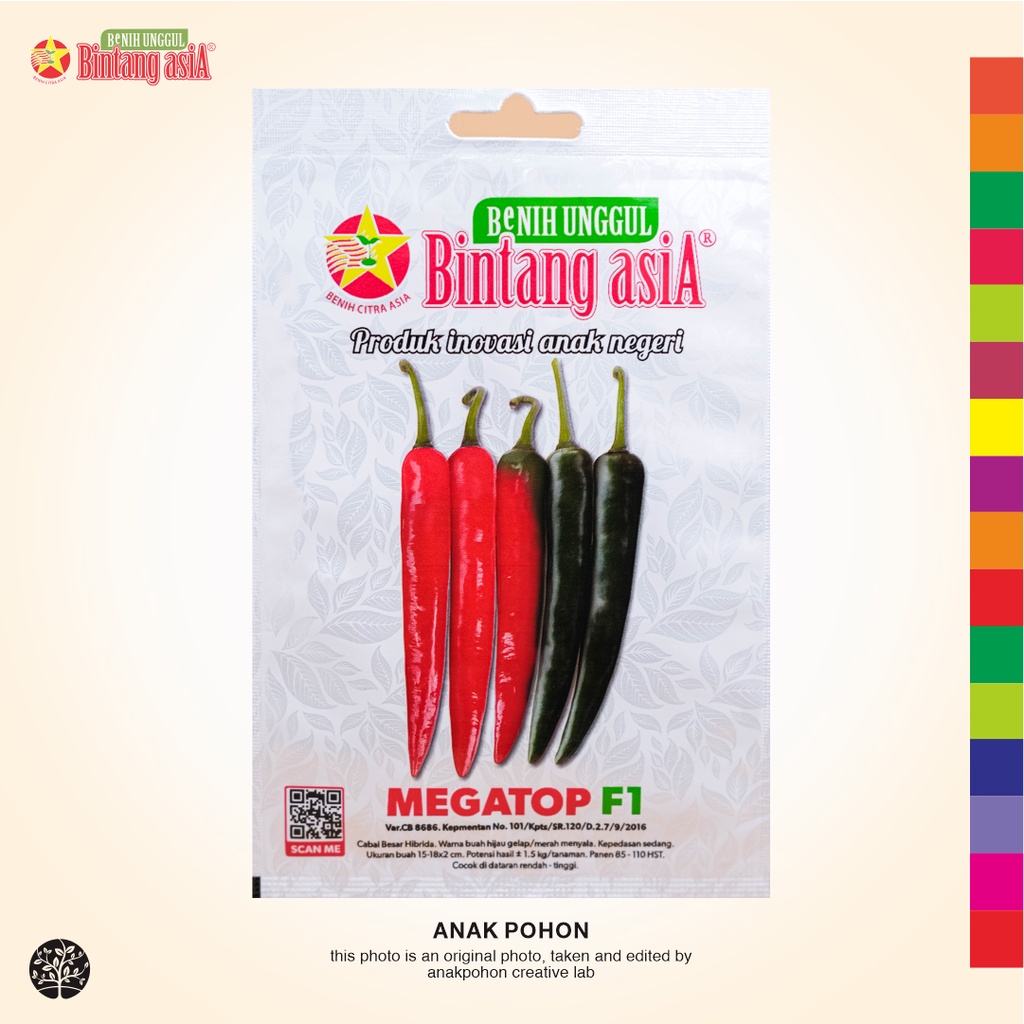 (1 PACK) Benih Cabai Merah Besar MEGATOP F1 Hibrida Seeds - BINTANG ASIA - 1 GRAM