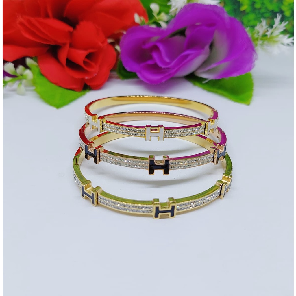 Gelang titanium permata fashion jewelry 0190