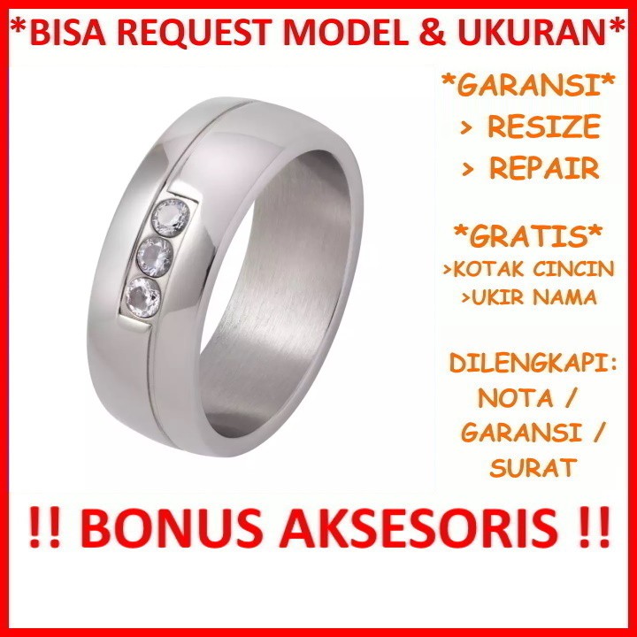 Garansi Paladium Asli Bisa Pesan Model Gratis Ukir Nama Cincin Kawin Palladium Pria Poladium ID396