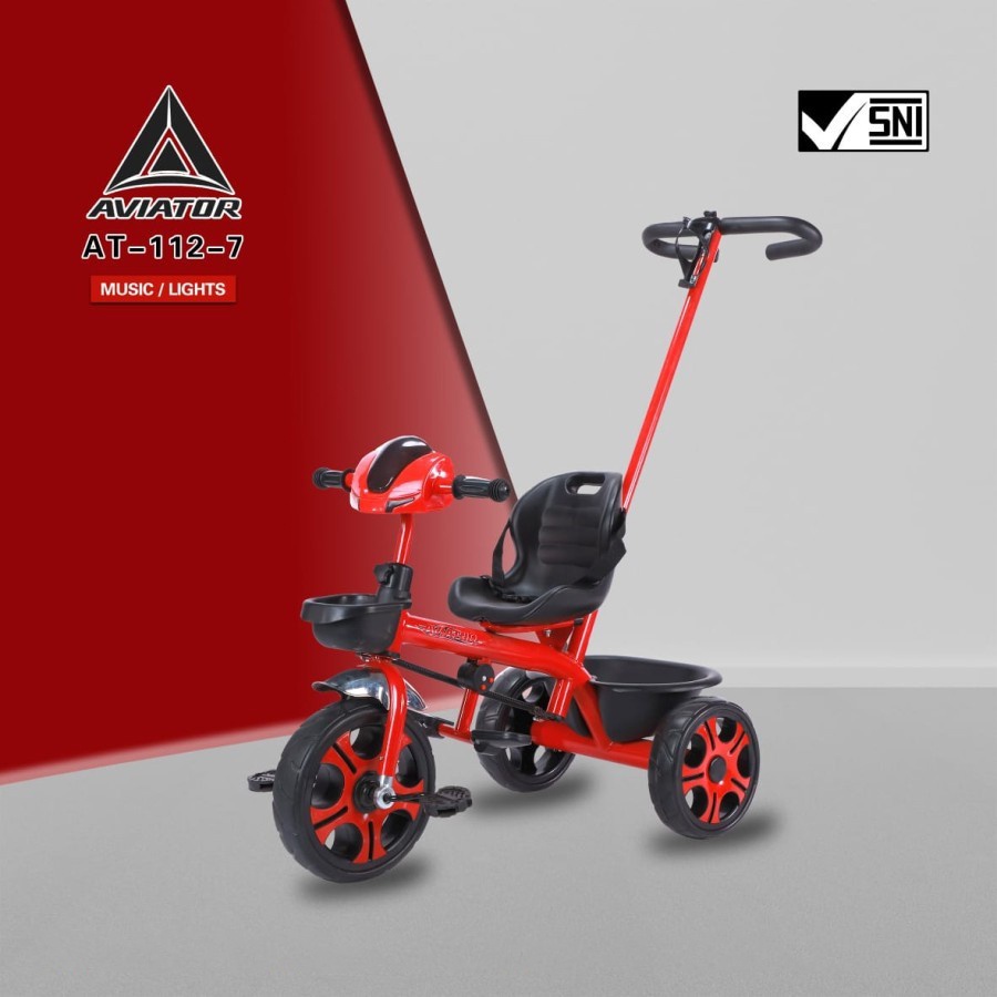 Sepeda Anak Bayi Balita Dorong Roda 3 Tricycle Aviator AT112-7 Music Light Ban Eva By Pacific-2