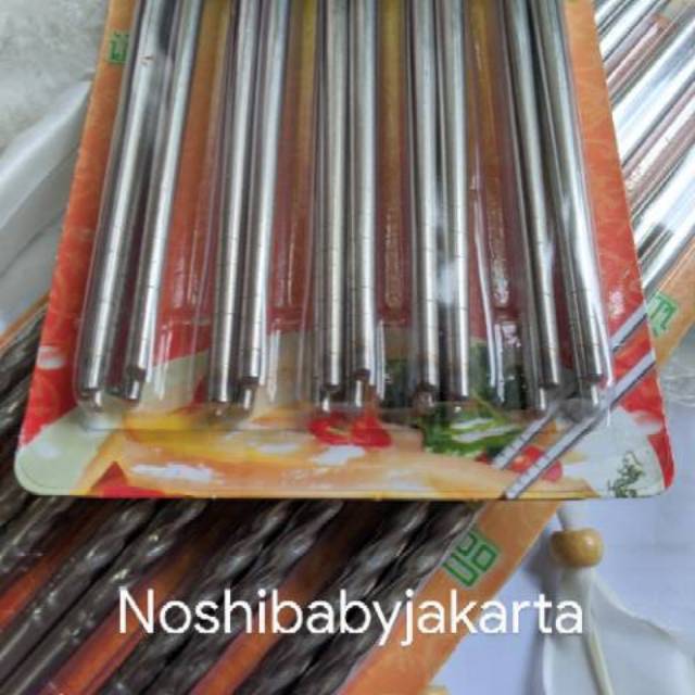 10 PASANG Sumpit stainless - polos / chopsticks