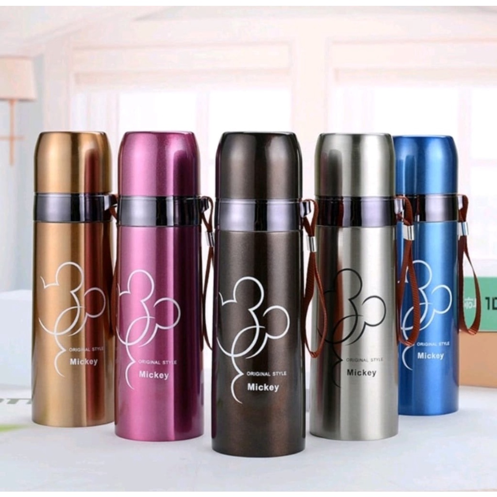 Termos Micky Mouse Vacum Stainless Steel 500ML / Thermos Botol Minuman Karakter Kartun Design Terbaru Kekinian Unik Cute Bermotif Kartun / Tumbler Tempat Penyimpanan Minum Air Panas Dan Dingin Tahan Lama Dan Kuat Thumbler 500ml