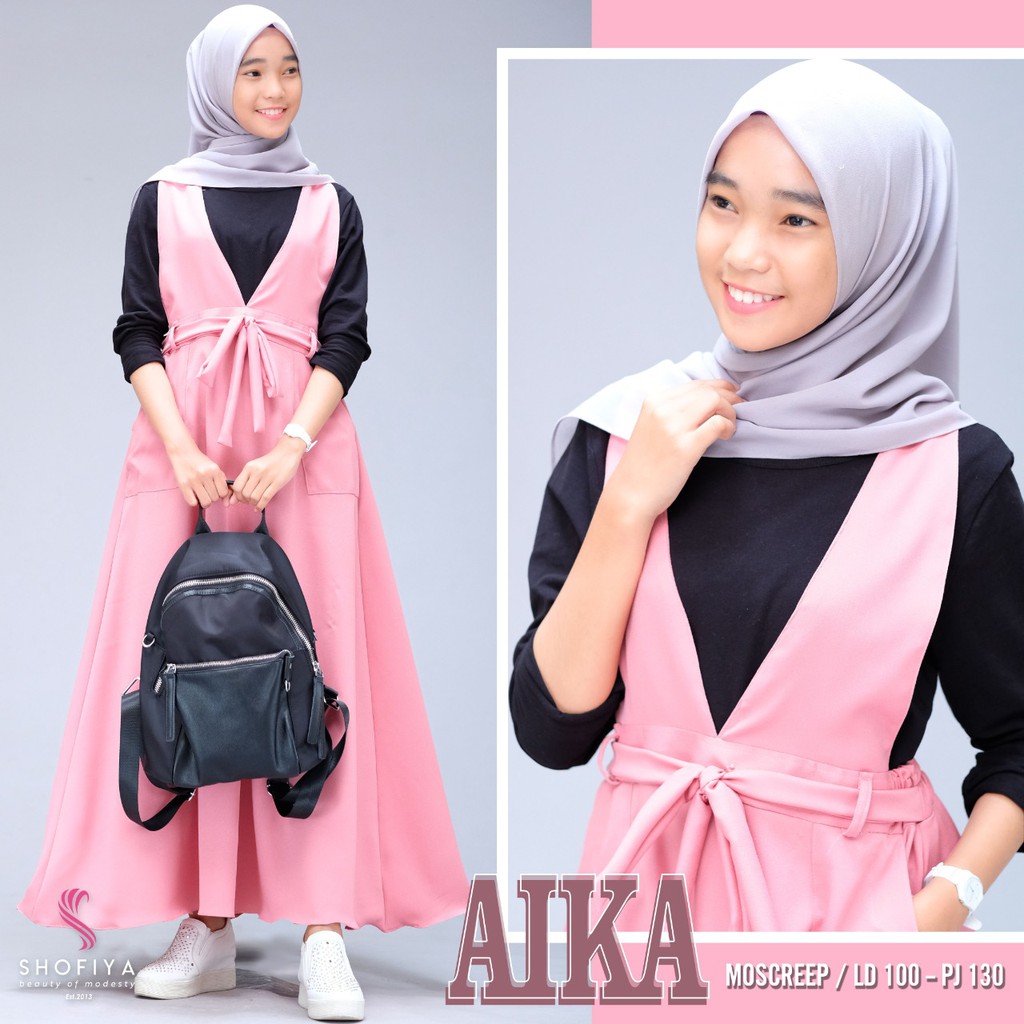 Aika Set I Gamis Remaja I Gamis Anak Smp Bahan Moscrepe I Gamis Sma Shopee Indonesia