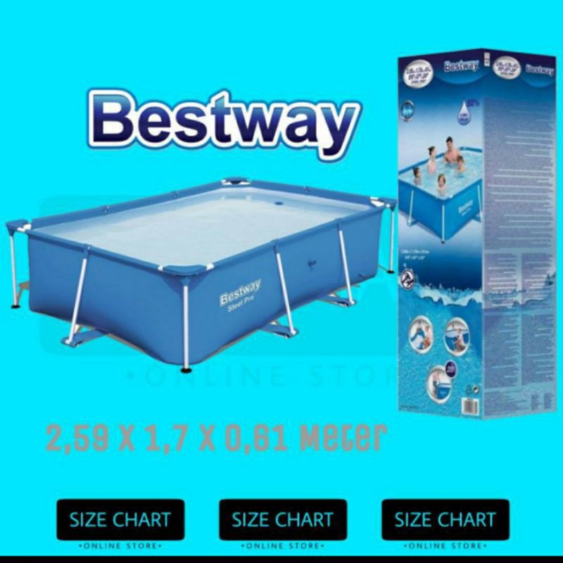 kolam renang portable bestway steel pool swimming pool