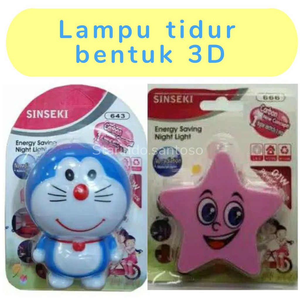 LAMPU TIDUR  LED BENTUK 3D doraemon hemat energi unik karakter anak lucu