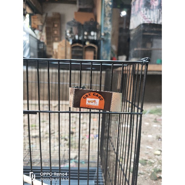 KANDANG KUCING KELINCI BURUNG BESI LIPAT MURAH SIZE Free 2 Tempat makan L 60X40X40 CM.-3