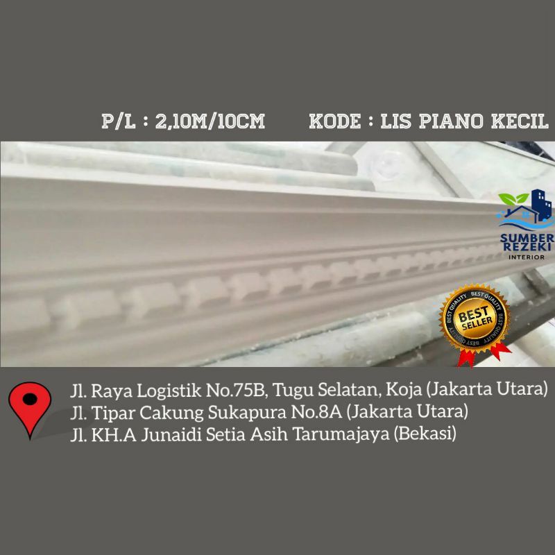 Lis/List Profil Gypsum Plafon, Motif Piano 10cm