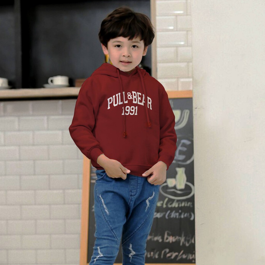 Jaket Hoodie Sweater Anak / PULL AND BEAR MARUN / Jaket Hoodie Anak / Grosir BAJU Anak