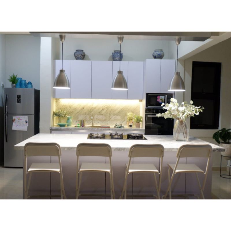 PAYMENT CINERE | Kitchenset Finishing HPL Glossy dengan Top Table White Cararra