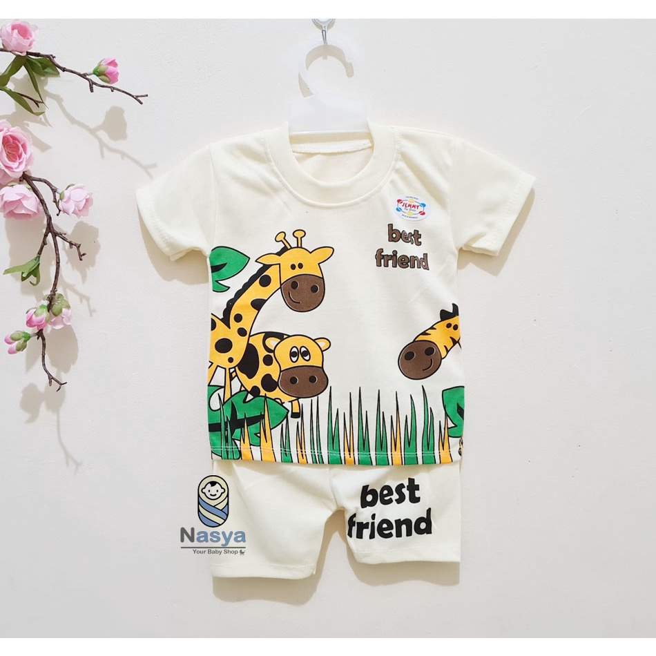 [J-006] Setelan Baju Pendek bayi laki-laki soft / Baju anak MURAH (0-6 bulan)