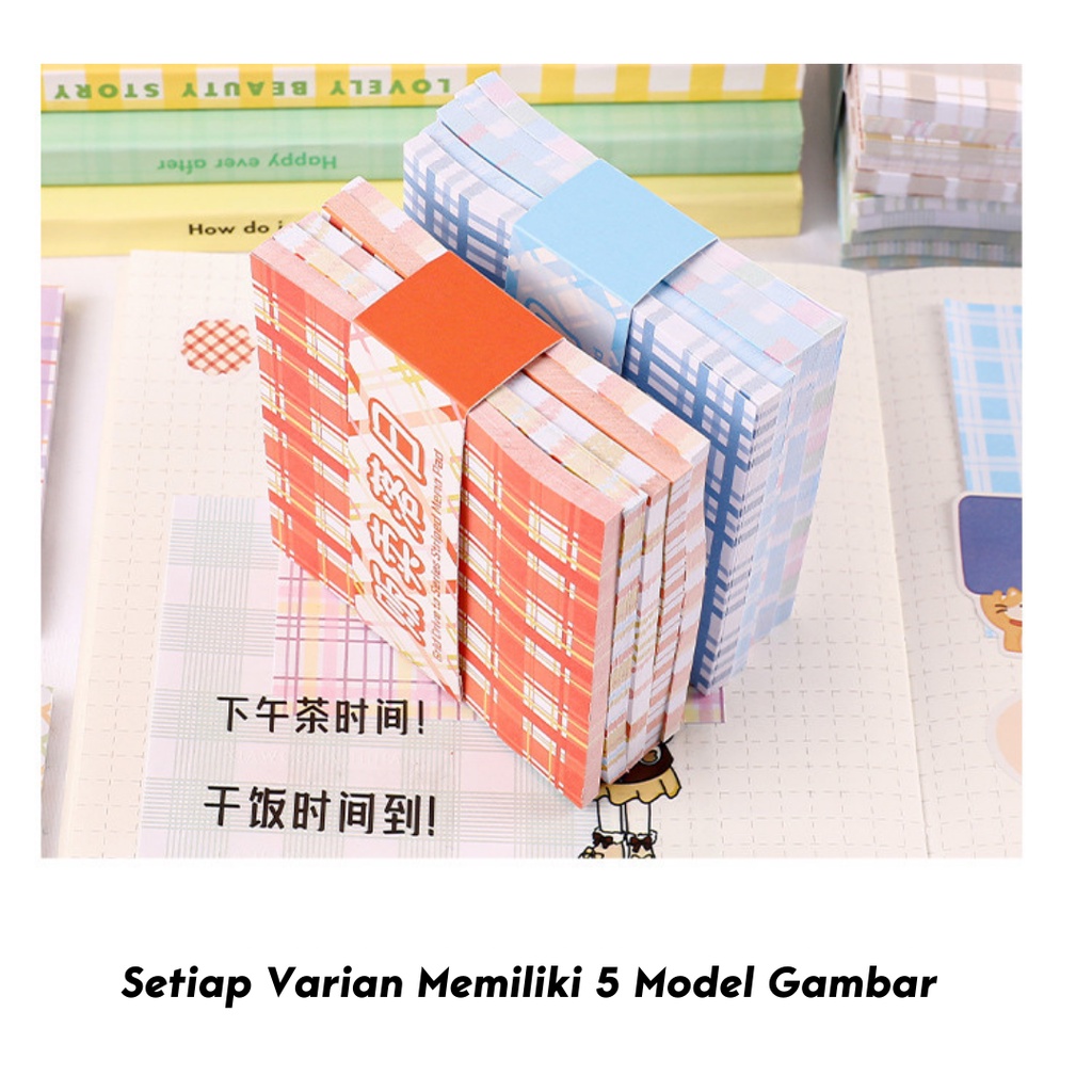 Sticky Notes Grid Memo Pad Aesthetic Jurnal Scrapbook Fancy 200 Lembar Penanda Buku By Mykochen.ina