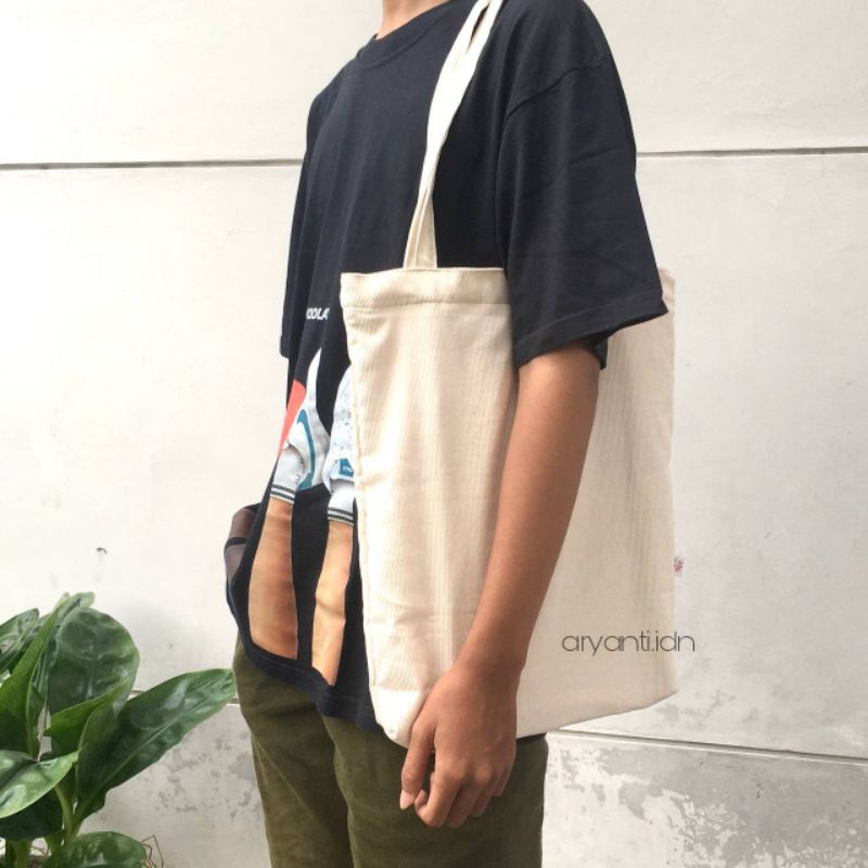 Totebag Corduroy Aryanti Premium Tas Kuliah Model Perekat Magnet