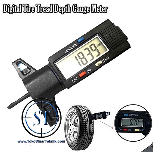 GemRed Alat Ukur Kedalaman Ban Digital Tyre Tread Depth Probe Gauge