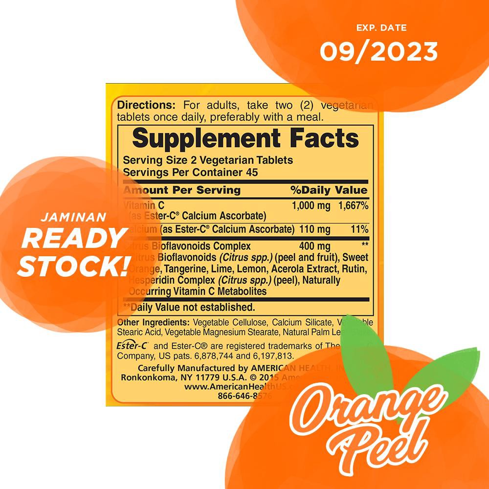 American Health Ester-C 500 C 1000 mg with citrus Bioflavonoid 90 120 225 Vegetarian Tablets