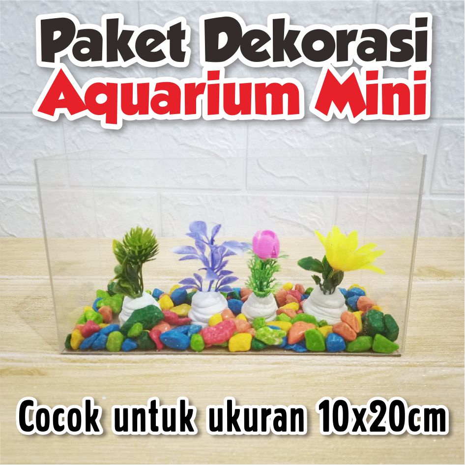 Jual Paket Hiasan Dekorasi Batu Tanaman Plastik Sintetis Aquarium Akuarium Soliter Mini Kecil