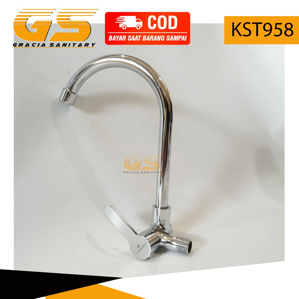 Kran Air Angsa Cuci Piring 1/2&quot; Kuningan Keran Sink Tembok KST958