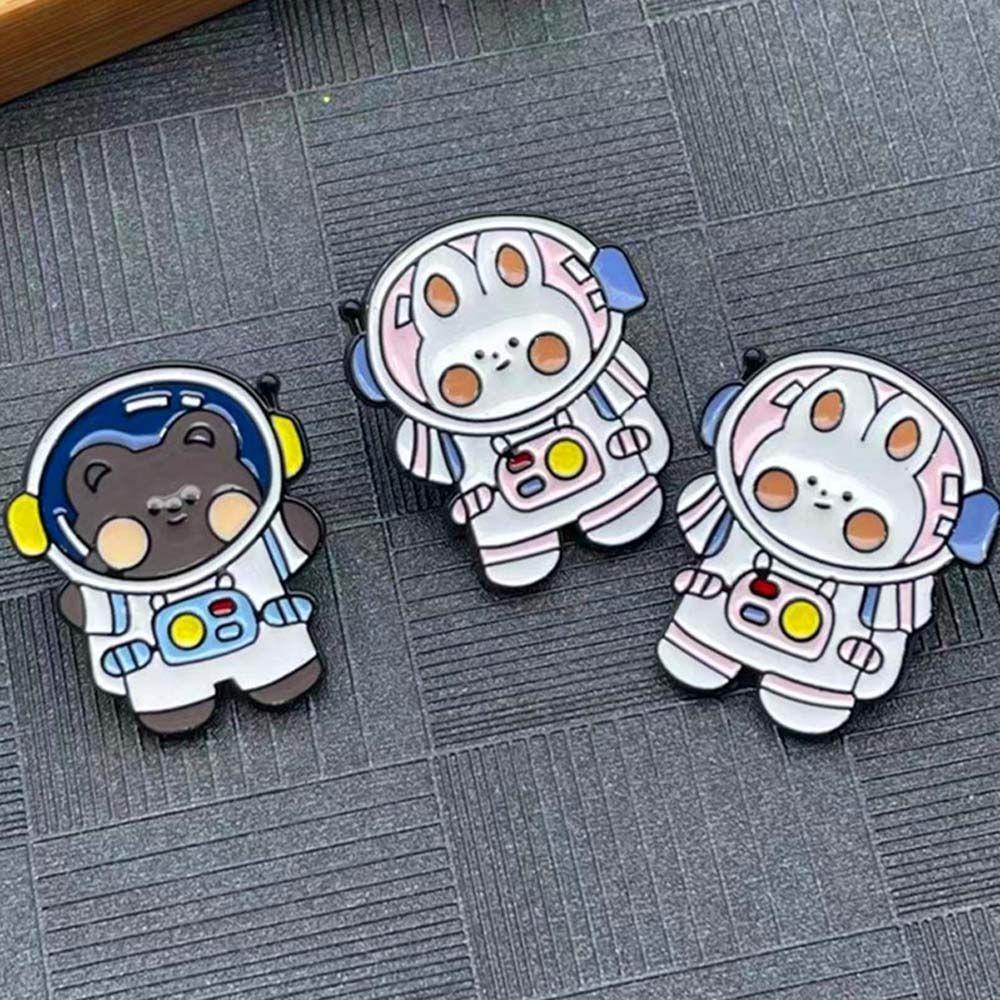 Lanfy Bros Beruang Astronot Hadiah Lucu Untuk Wanita Pria Astronot Beruang Kelinci Lencana Pin Kerah Pin Enamel Pin